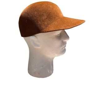 Womens Classic Felt Cap Hat Brown EUC